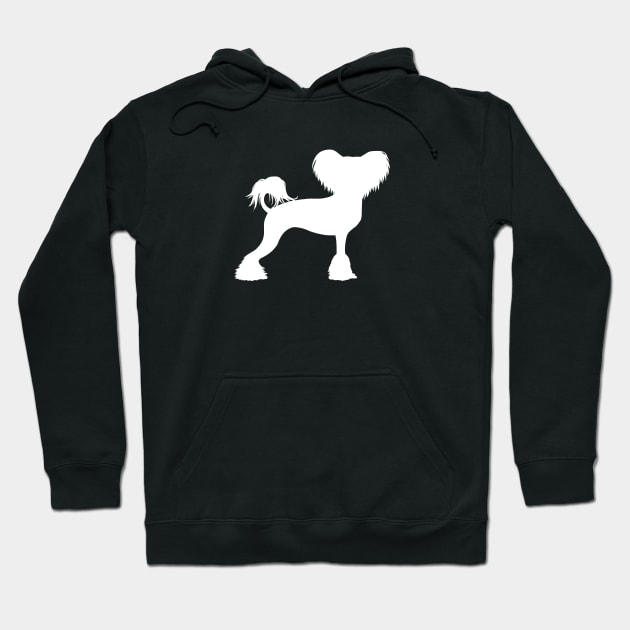 White Chinese Crested Dog Silhouette Hoodie by Coffee Squirrel